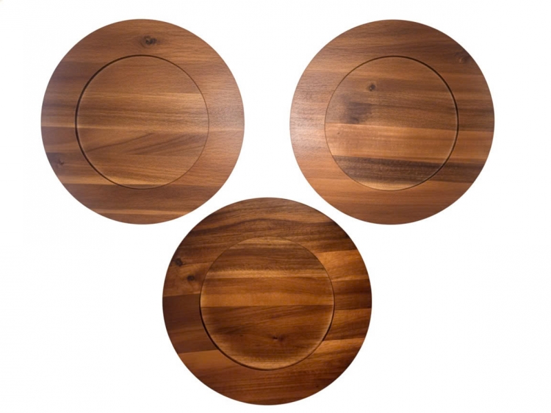 Superior Round Acacia Wood Charger Plates and Wall Decor Set